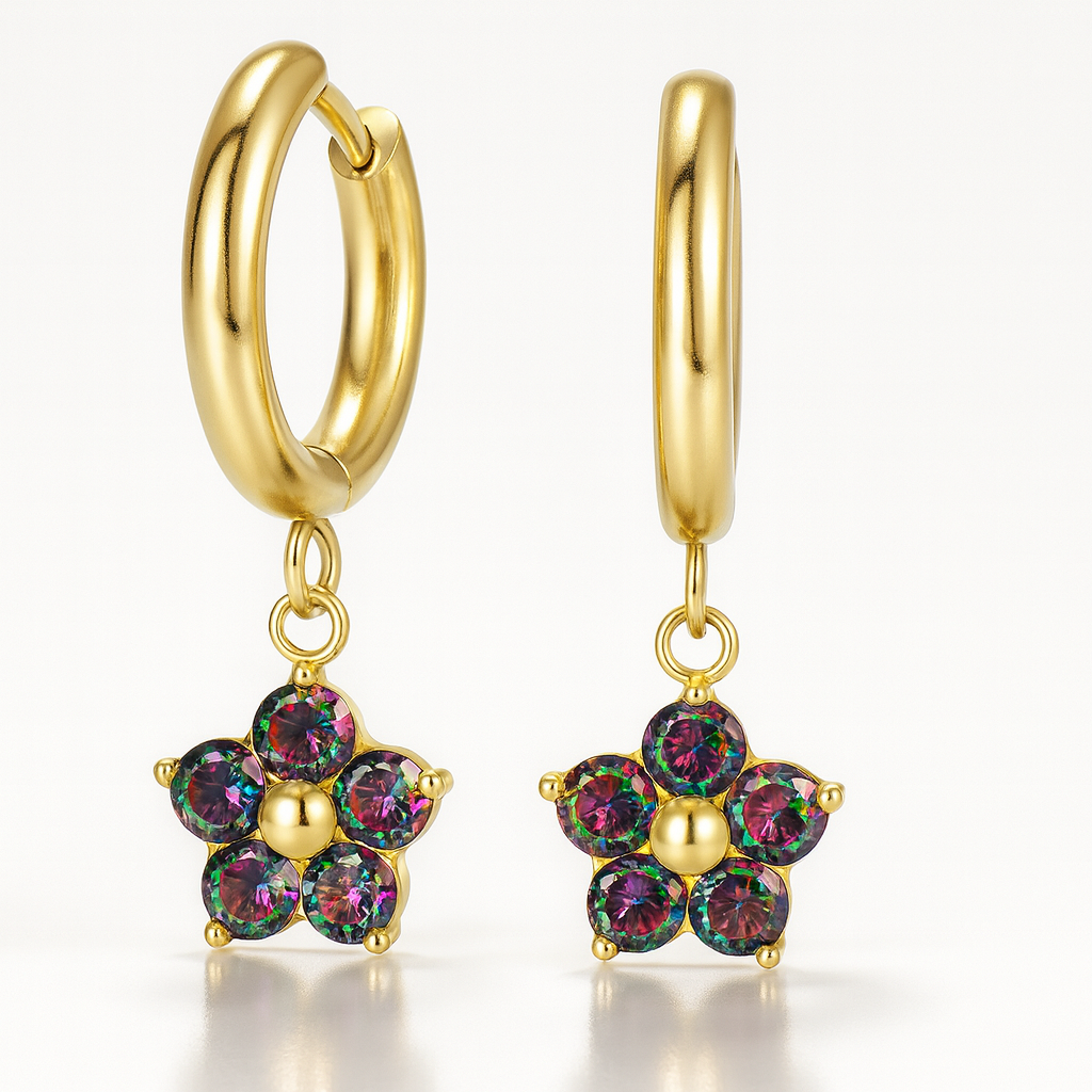 Début Doré Naušnice "Iris"