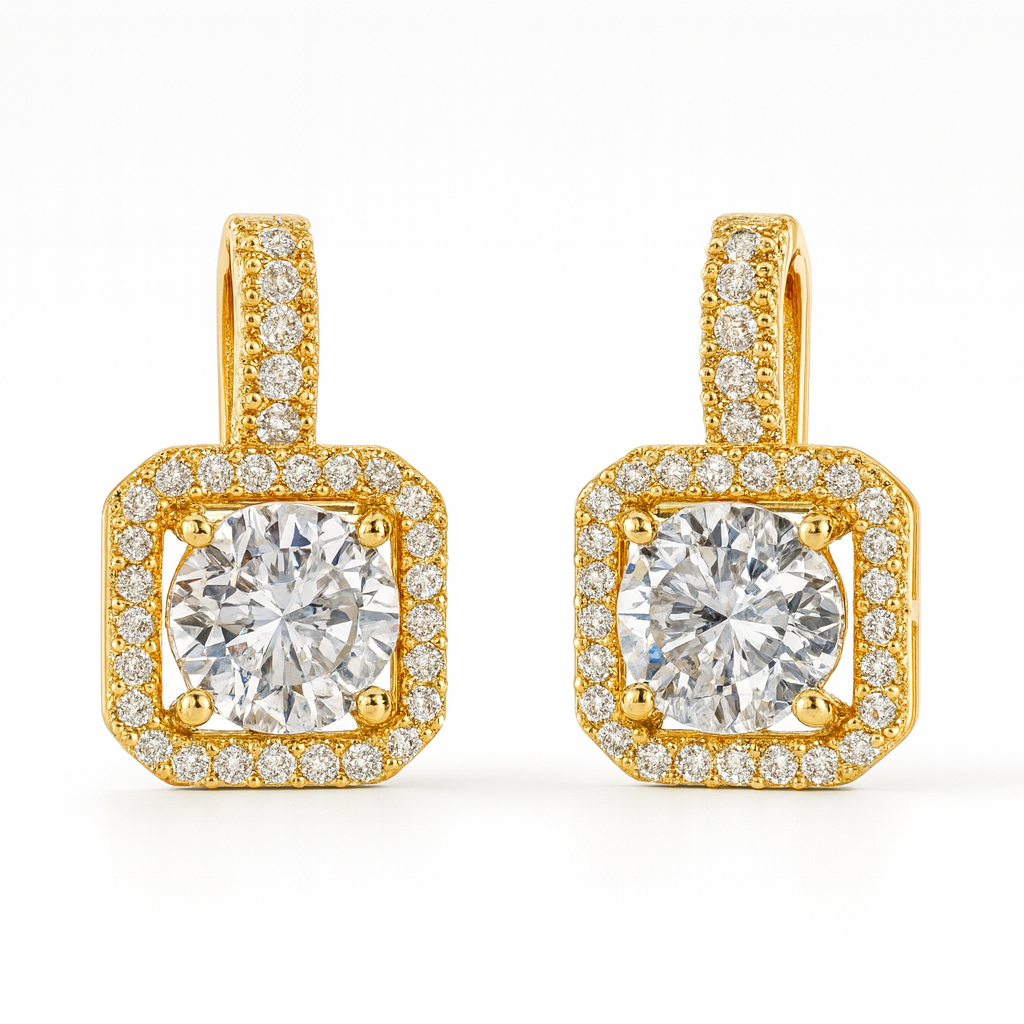 Début Doré Naušnice "Squarelle"